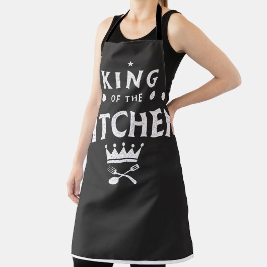 King of the Kitchen Crown – Funny Foodie Black エプロン (インサイチュ)