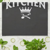 King of the Kitchen Crown – Funny Foodie Black キッチンタオル (折り畳み)