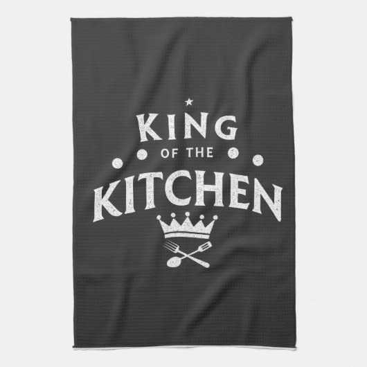 King of the Kitchen Crown – Funny Foodie Black キッチンタオル (縦)