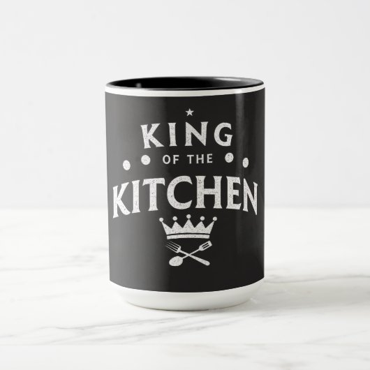 King of the Kitchen Crown – Funny Foodie Black マグカップ (中央)
