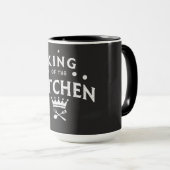 King of the Kitchen Crown – Funny Foodie Black マグカップ (正面右)