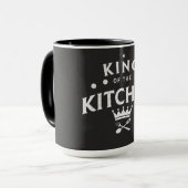 King of the Kitchen Crown – Funny Foodie Black マグカップ (正面左)