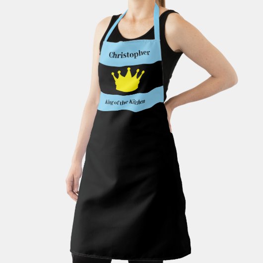 King of the kitchen name crown blue エプロン (インサイチュ)