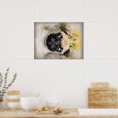 King Of The Pug Dogs,おもしろい犬,Pug Lover Gift ポスター (キッチン)