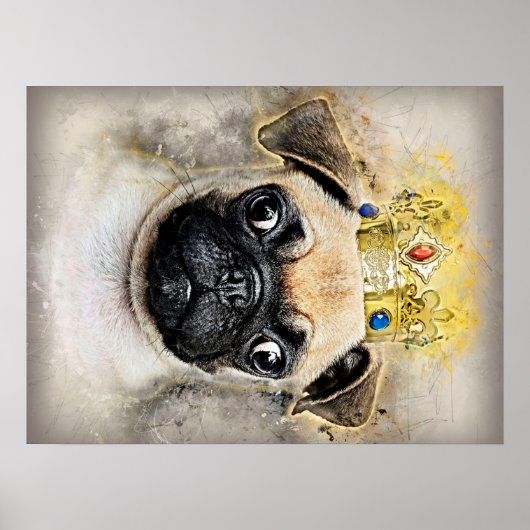 King Of The Pug Dogs,おもしろい犬,Pug Lover Gift ポスター (正面)