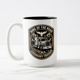 King of the Road Legendary Trucker Retro Badge ツートーンマグカップ
