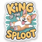 King of the Sploot Funny Dog Lying Pose Gift シール (正面)