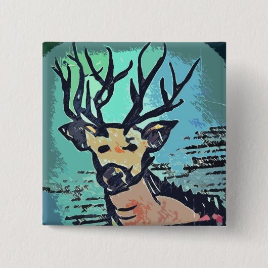 King Of The Wood /// Hirsch / Deer Button Pin 缶バッジ (正面)
