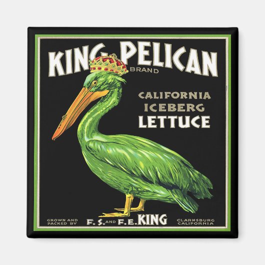 KING PELICAN ICEBERG LETTCE -ヴィンテージクラートラベル マグネット (正面)