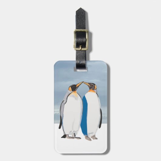 King Penguin Pair Kissing  ラゲッジタグ (正面縦)