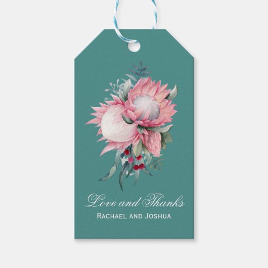 King Protea Botanical 結婚's Thank You ギフトタグ (正面)