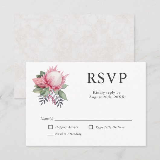 King Protea Botanical Wedding RSVP (正面/裏面)