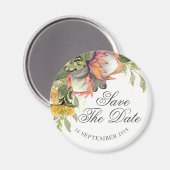 King Protea Bouquet Wedding日付マグネットを保存 マグネット (正面/裏面)