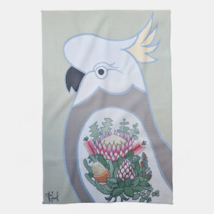 King Protea Tattoo Tea Tautoとコッカトゥー キッチンタオル