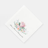 King Protea Watercolor Floral Elegant Wedding スタンダードランチョンナプキン (角)