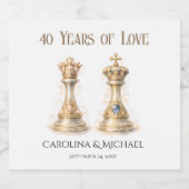 King Queen Couple 40th Wedding Anniversary スパークリングワインラベル (シングルラベル)