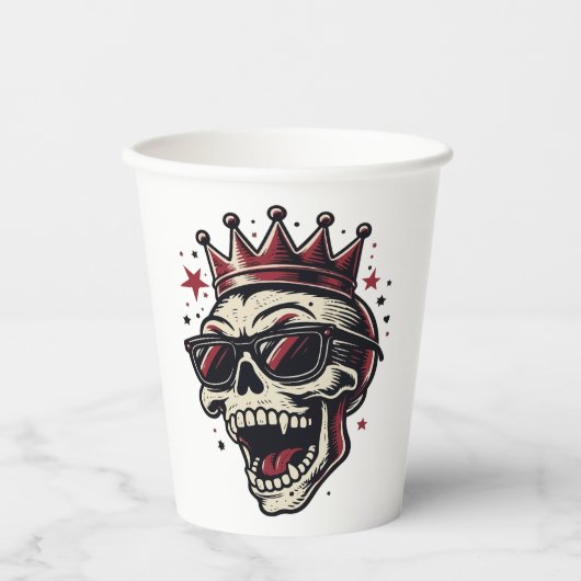 King Rockstar Skull with Sunglasses 紙コップ (正面)