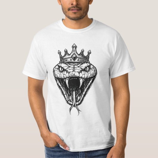 King Snake Crown Tattoo Style T-Shirt Tシャツ (正面)