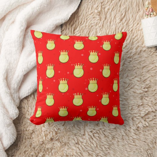 King Tennis - Seamless Pattern on Red Background クッション (ブランケット)