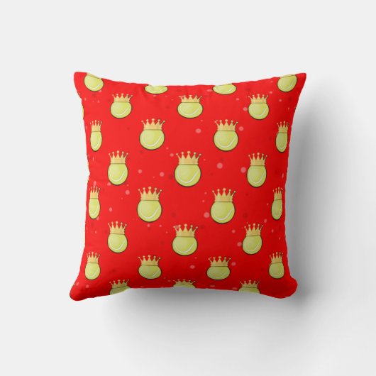 King Tennis - Seamless Pattern on Red Background クッション (裏面)