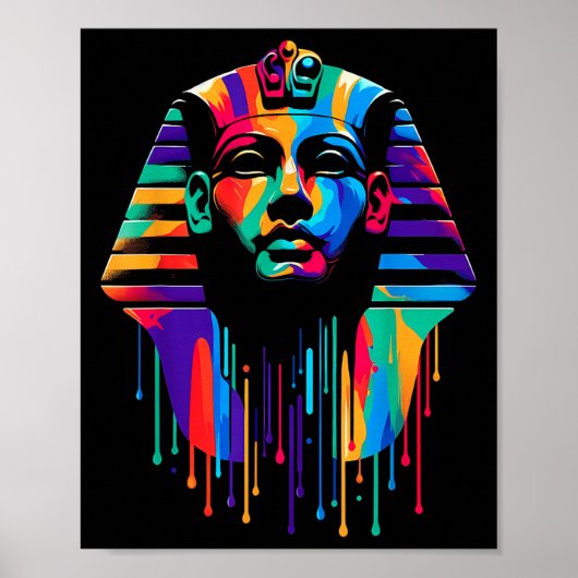 King Tut. Tutankhamun Minimalist Vibrant Style Chr ポスター (正面)