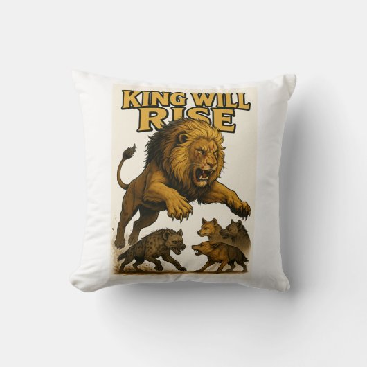 King Will Rise | Motivational Lion Art クッション (正面)