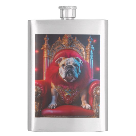 King Winnie The Bulldog On His Throne フラスク (正面)