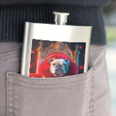 King Winnie The Bulldog On His Throne フラスク (インサイチュ)