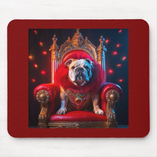 King Winnie The Bulldog On His Throne マウスパッド (正面)