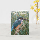 KingfisherおよびWillowの編集可能誕生日 カード (黄色い花)