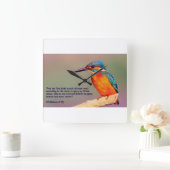 KINGFISHERとピリピのキリスト教の詩4:19 スクエア壁時計 (ホーム)