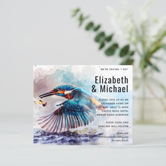 Kingfisher素晴らしバードバジェット結婚式の招待 (スタンド正面)