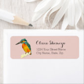 Kingfisher鳥の水色絵画のアドレス ラベル (インサイチュ)