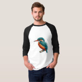 Kingfisher bird Basic 3/4スリーブラグランTシャツ Tシャツ (正面フル)