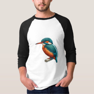 Kingfisher bird Basic 3/4スリーブラグランTシャツ Tシャツ