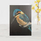 Kingfisher Bird Fine Art Greeting Card カード (黄色い花)