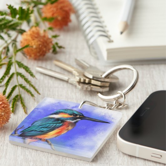 Kingfisher Bird Keychain キーホルダー (正面右)