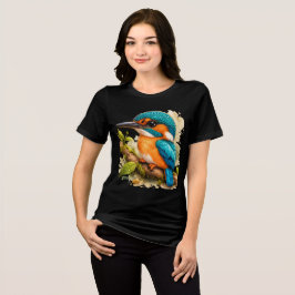 Kingfisher Bird T-Shirt Colorful Wildlife Art トライブレンドTシャツ