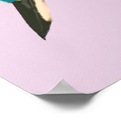 Kingfisher Birds Pink Watercolor  ポスター (角)