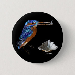 KINGFISHER、Electric Blue、ブラック 缶バッジ