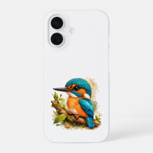 Kingfisher iPhone Case – Colorful Bird Art 16ケース (裏面)
