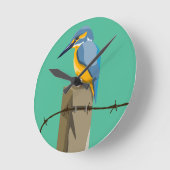 Kingfisher Kotare NZ鳥 ラウンド壁時計 (傾斜)