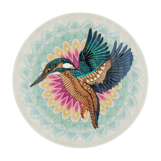 kingfisher mandala カッティングボード (正面)