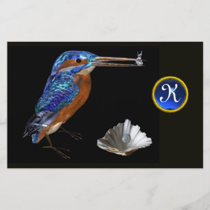 KINGFISHER MONOGRAM、ブルーサファイア、ブラック 便箋
