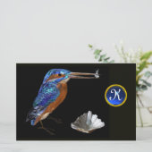 KINGFISHER MONOGRAM、ブルーサファイア、ブラック 便箋 (スタンド正面)