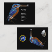 KINGFISHER MONOGRAM、Electric Blue、黒 名刺 (正面/裏面)