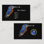KINGFISHER MONOGRAM、Electric Blue、黒 名刺 (正面/裏面)