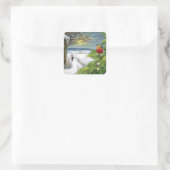 Kingfisher on Mistletoeヴィンテージ新年 スクエアシール (バッグ)