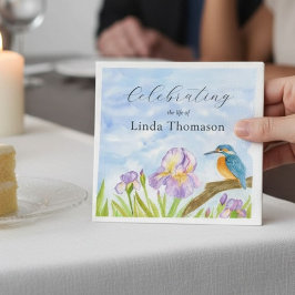 Kingfisher Purple Irises Celebration of Life スタンダードカクテルナプキン