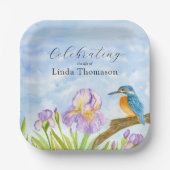  Kingfisher Purple Irises Celebration of Life ペーパープレート (正面)